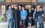 Mme Vassa Kontouma avec des étudiants et auditeurs du séminaire « Christianisme orthodoxe » de l'EPHE en visite au séminaire